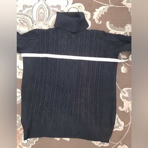 Black Viscose Blend Fisherman Turtleneck Sweater Sz. XXL
